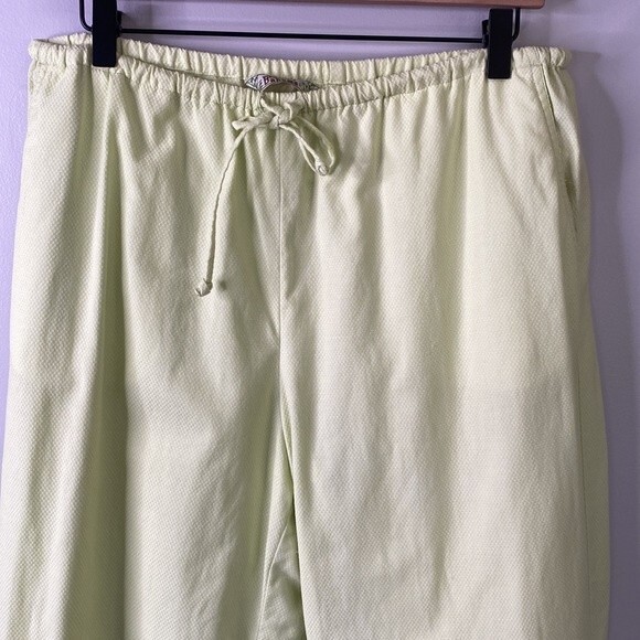 Tommy Bahama Lime Green Cargo Cropped Pants Textured Cotton Draw Cord Pull On - Picture 2 of 13